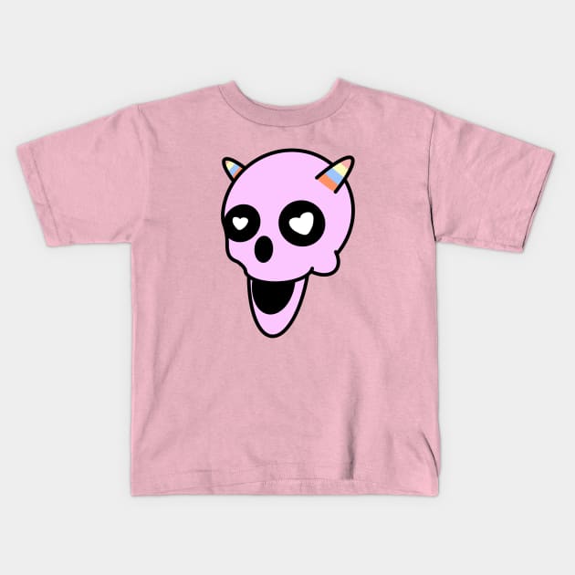 pinky skull Kids T-Shirt by stickersnesia